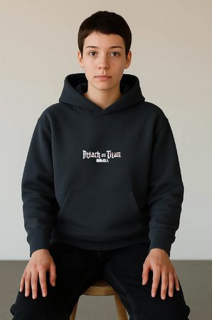 Lenithra Attack on Titan Sırt Baskılı Unisex Oversize Hoodie Füme / S