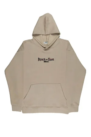 Lenithra Attack on Titan Sırt Baskılı Unisex Oversize Hoodie Bej / 2XL