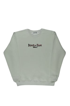 Lenithra Attack on Titan Sırt Baskılı Unisex Oversize Sweatshirt Gri / XL