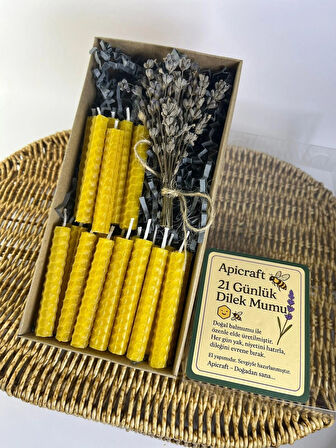 Ritüel Başlangıç Seti Doğal Balmumu Mum - Apicraft ( 21 günlük Niyet & Dilek Mumu)