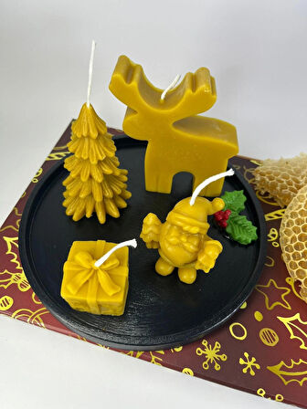 Doğal Balmumu Mum Yılbaşı Konseptli Hediye Kutusu - Apicraft (Xmas Gift Box)