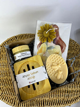 Balmumu Mum & Ballı Sabun & Balmumu Bakım Kremi Hediye Seti1 - Apicraft 