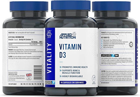 Applied Nutrition Vitamin 3000 IU D3 Vitamin 90 Caps