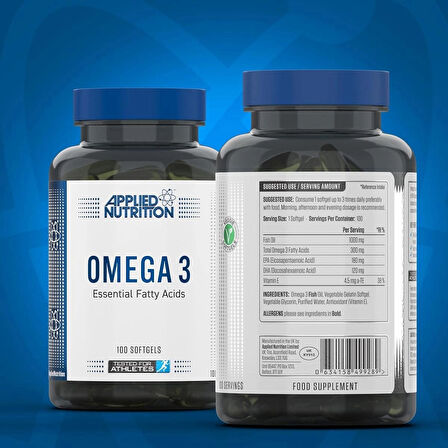 Applied Nutrition Omega 3(Balık yağı) DHA+EPA 100 Softgels 