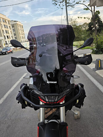 MOTOCAM Aprilia Tuareg 660 Siperlik Ön Cam 2022-2025 Model 58cm Siyah Renkli 4mm