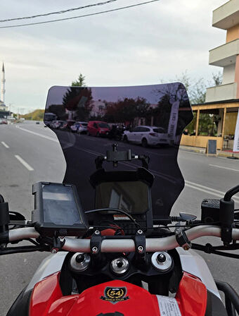 MOTOCAM Aprilia Tuareg 660 Siperlik Ön Cam 2022-2025 Model 58cm Siyah Renkli 4mm