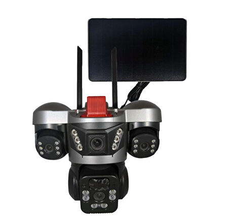 Apronx apx-wsp364 9Mp 3.6mm 2*2.8mm 4G Solar Üç Kamera 24 Led PTZ