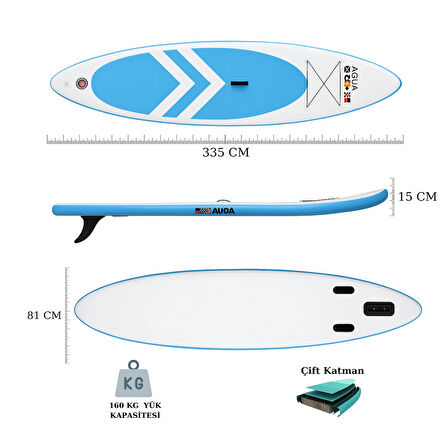 Paddle Board Stand Up Sup Şişme Sörf Tahtası 335*81*15 cm