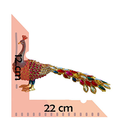 Kristal Taşlı Tavus Kuşu Biblo ve Mücevher Kutusu – 12x22x9 cm, Hediyelik Dekoratif Figür