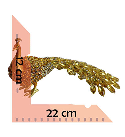 Kristal Taşlı Tavus Kuşu Biblo ve Mücevher Kutusu – 12x22x9 cm, Hediyelik Dekoratif Figür