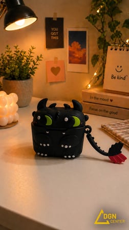 Apple AirPods 4.Nesil Uyumlu Dişsiz (Toothless) Ejderha Figürlü Silikon Kılıf