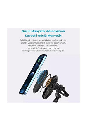 Araç Şarj Cihazı Hızlı Şarj Özellikli Kablosuz Araç Şarj Cihazı Telefon Tutucu 15W Magnetic