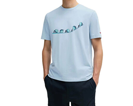 Tarrzz Sisifos Tasarım Tişört Sanatsal Baskılı Tişört %100 Pamuklu Açık Mavi Bisiklet Yaka Kısa Kollu Tasarım Tshirt