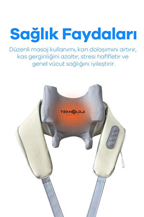 ARELL TEKNOLOJİ  Şarjlı Masaj Aleti Ovmalı ve Isıtmalı Rahatlatıcı Sırt Boyun Sırt Bacak Tüm Vücut Masaj