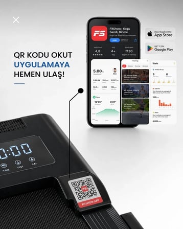 Akıllı Koşu ve Yürüyüş Bandı – Hoparlörlü, Katlanabilir, LED Ekran, FitShow Uyumlu