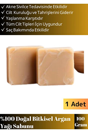 %100 Özel Üretim Organik Bitkisel Cilt Dostu El Yüz Vücut Cilt Saç Kullanım Argan Yağı Sabunu 1 Adt
