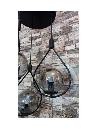 3lü Damla Füme Avize