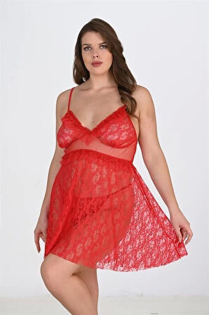 Aria's Closet Büyük Beden Kırmızı Gecelik 3040