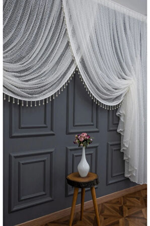 Kruvaze Yanki Model Arı Peteği Böğürtlen Boncuklu Mekanizmalı 1e3kat Pile Tül Perde