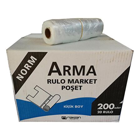 Arma Rulo Şeffaf Market Poşet Torba - Hışır Atlet Poşet -Küçük Boy - 200 Adetlik 20 Rulo / Koli