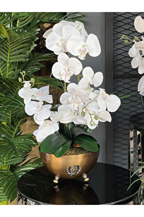 Yapay Orkideli Armalı Antik Vazo