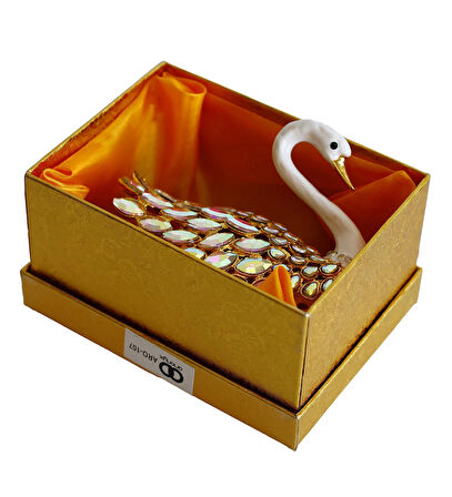 Kristal Taşlı Kuğu Biblo – Metal Dekoratif Figür, Hediyelik, Mavi | Pembe | Beyaz Renk Seçenekleri