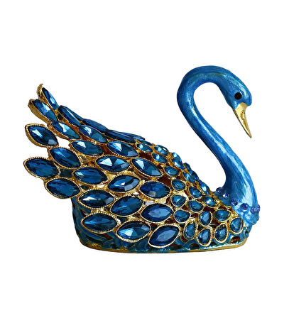 Kristal Taşlı Kuğu Biblo – Metal Dekoratif Figür, Hediyelik, Mavi | Pembe | Beyaz Renk Seçenekleri