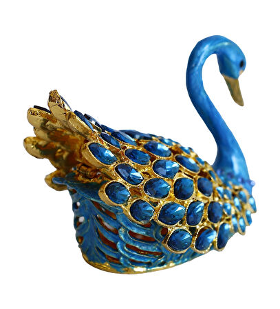 Kristal Taşlı Kuğu Biblo – Metal Dekoratif Figür, Hediyelik, Mavi | Pembe | Beyaz Renk Seçenekleri