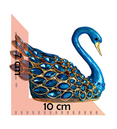 Kristal Taşlı Kuğu Biblo – Metal Dekoratif Figür, Hediyelik, Mavi | Pembe | Beyaz Renk Seçenekleri