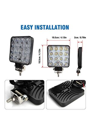 10 Adet 16 Led Off Road Sis Farı Sis Lambası Çalışma Lambası Projektör