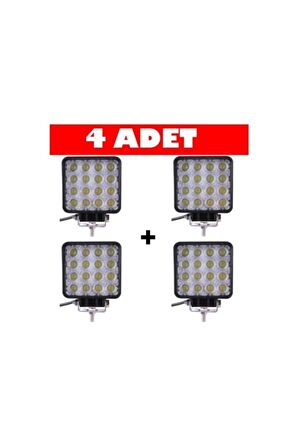 Off Road Beyaz Işık Sis Farı Lambası 16 Led Kare 4 Adet-12-24v 48 Watt 6500k 11 Cm