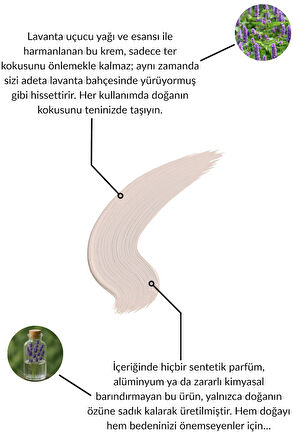 / Ter Kokusu Önleyici Deo Krem / Lavanta Kokulu / Doğal Deodorant / Tüm Cilt Tipleri