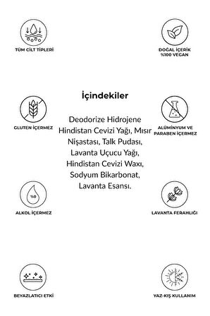 / Ter Kokusu Önleyici Deo Krem / Lavanta Kokulu / Doğal Deodorant / Tüm Cilt Tipleri