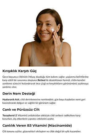 Yaşlanma ve Kırışıklık Karşıtı Bakım Kremi / Gece Kremi / Tüm Cilt Tipleri / Anti-aging