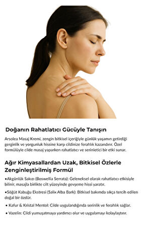 Bitkisel Masaj Kremi/Akgünlük Sakızı, Söğüt Kabuğu, Kafur, Mentol, Kas ve Eklem Rahatlatıcı Kremi