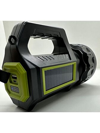 Kama PS-T95 30W Uzun Menzilli Solar Panelli Powerbank+Usb Çıkış S.o.s Lu Ultra Güçlü Ledli Şarjlı Feneri