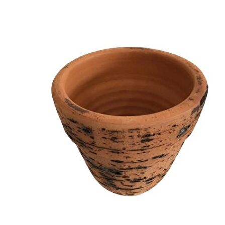Antik Görünümlü Eskitme Toprak Saksı 12 cm x 12 cm