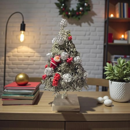 Doğal El Yapımı Şoklanmış Gri Yosun Masaüstü Dekoru 30 cm – Premium Exclusive