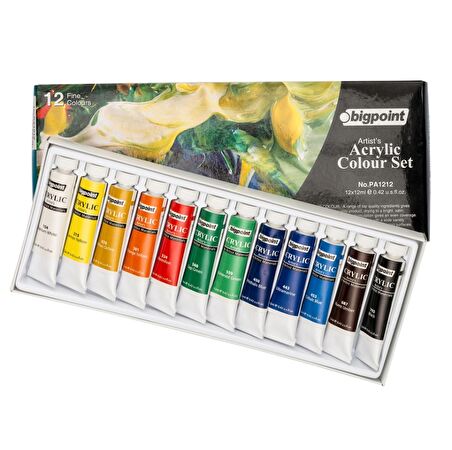 Bigpoint Acrylic Colour Set - Artists's  Akrilik Boya Seti 12ml Tüp x 12 Renk