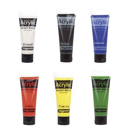 Bigpoint Heavy Body Artist's Akrililik Boya 75ml 6'lı Set Ana Renkler