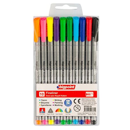 Bigpoint Fineliner Marker Kalem Set 10'lu Blisterli