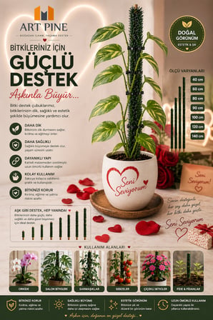 Bitki Destek Çubuğu Premium Kalite Solmaz Dökülmez 120cm
