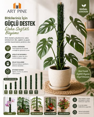 Bitki Destek Çubuğu Premium Kalite Solmaz Dökülmez 140cm