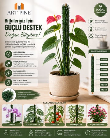 Bitki Destek Çubuğu Premium Kalite Solmaz Dökülmez 140cm