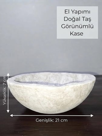 El Oyması Doğal Taş Görünümlü Dekoratif Kase Seti - 4 Adet Sunum ve Mutfak Kasesi
