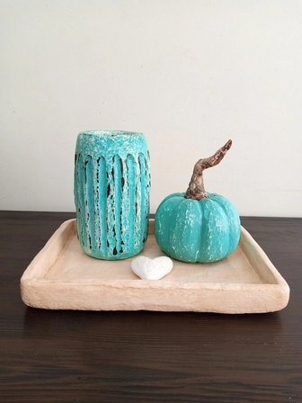 4 Parça El Yapımı Wabi-Sabi Dekoratif Sunum Seti | Kırılmaz Tepsi, Vazo ve Dekor Obje Takımı