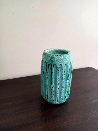 El Yapımı Modern Dekoratif Vazo | Wabi-Sabi Tasarım 16 cm
