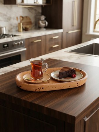 Orion Serisi El Yapımı Kırılmaz Oval Dekoratif Sunum Tepsisi - 23x14 cm Çay, Kahve, Anahtarlık ve Takı Düzenleyici Organizer