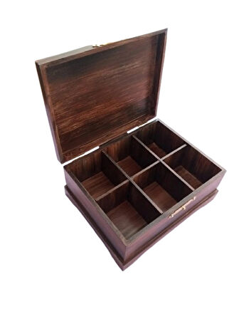 El Yapımı Eskitme Desenli Ahşap Bölmeli Kutu