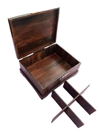 El Yapımı Eskitme Desenli Ahşap Bölmeli Kutu